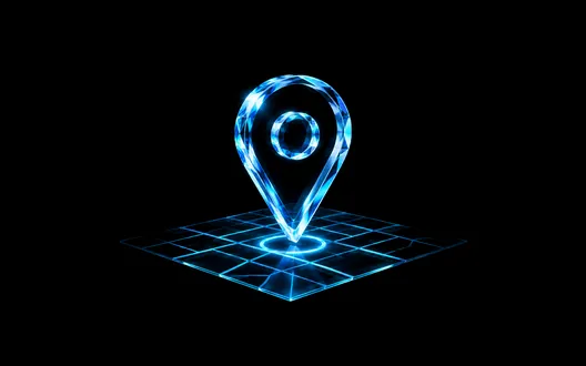 Glass location pin over a grid