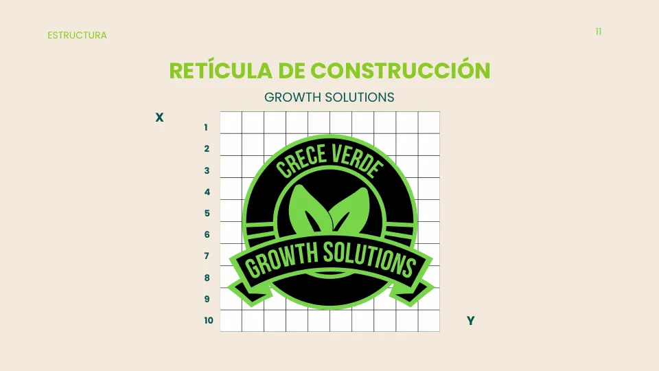 Retícula de construcción del logo de Growth Solutions