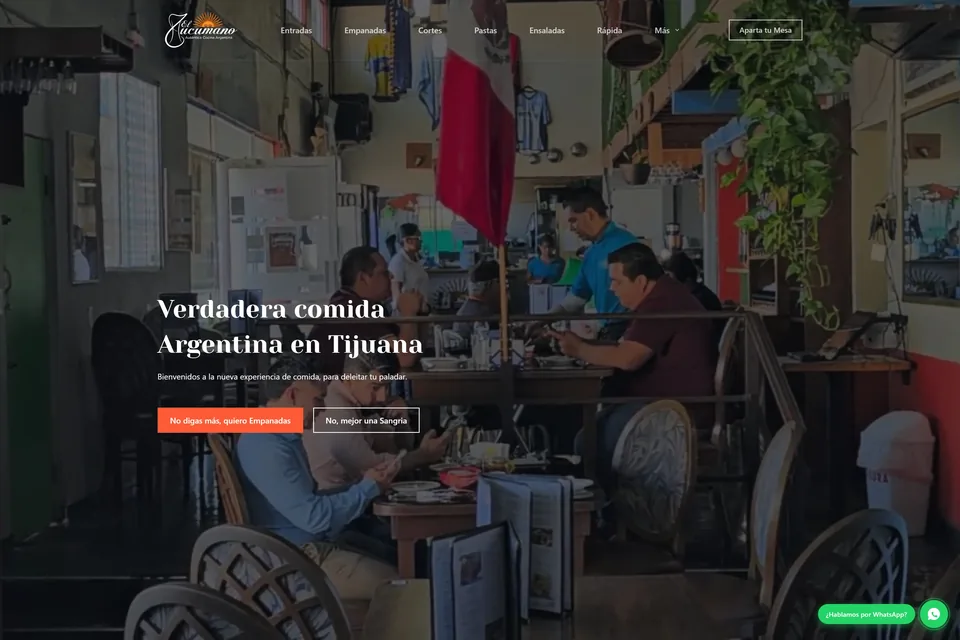 Sitio web de El Tucumano, restaurante argentino en Tijuana